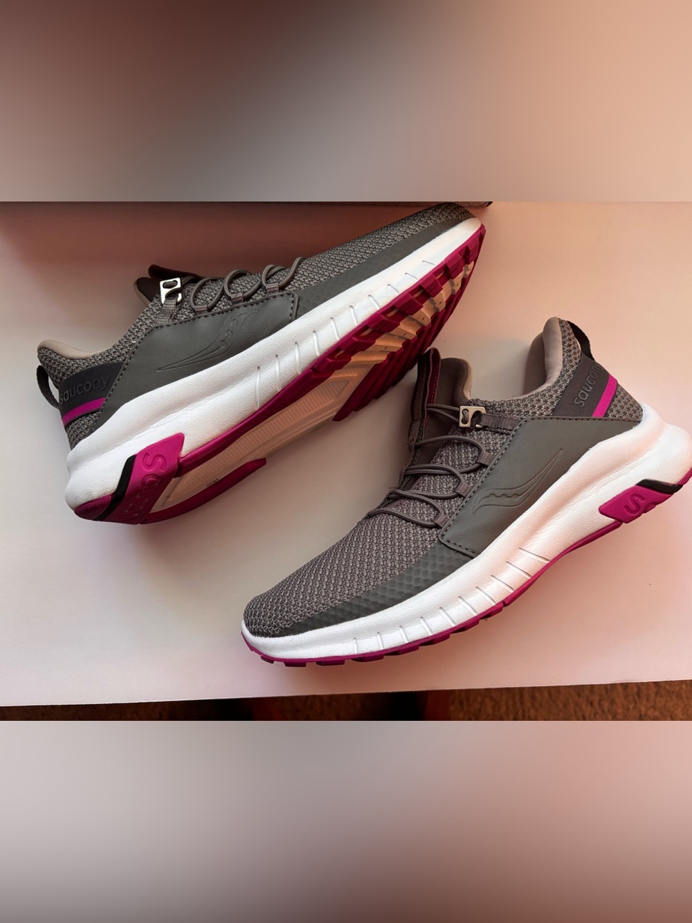 Saucony Gray and Pink Women's Athletic Sneakers
